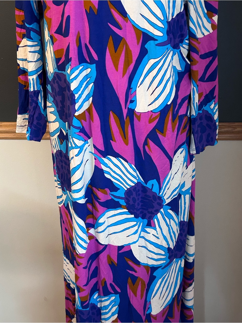 NWT $130 Soft Surroundings Serena Maxi Dress Nazarene Blue Multi Size Large - Picture 5 of 13
